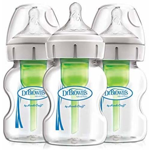 Dr. Brown's Options+ Wide-Neck Glass Baby Bottles, 5 Ounce, 3 Count