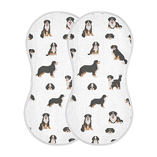 YYZZH Bernese Mountain Dog Muslin Burp Cloths for Baby 2 Pack 100% Cotton Baby Washcloths Bibs for Boy Girl