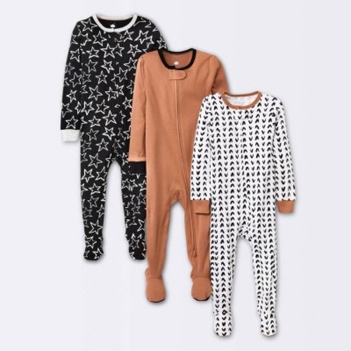 Baby 3pk Tight Fit Zip-Up Sleep N' Play - Cloud Island™ Black, Size: 12M