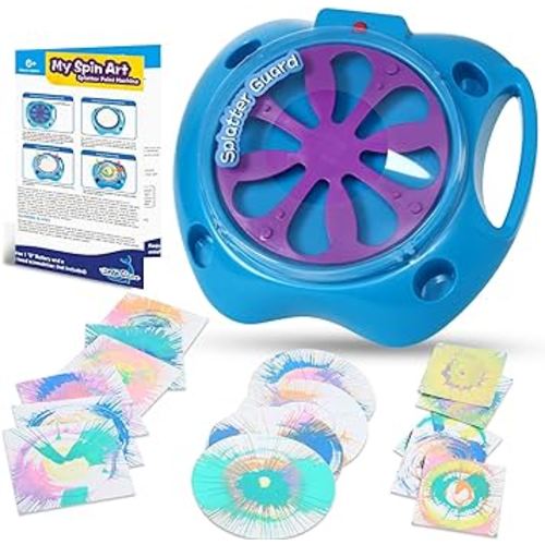 Spin Art Machine Variable Speed, Battery Operated Spinner - Paint Spinner with Splatter Guard | Washable Paint | Spin Art Kit, Art Design Card, Stem Toys, Kid Arts and Crafts, Girls Boys Cool Gifts