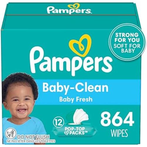 Pampers Baby Clean Wipes, Baby Fresh Scented, 12 Flip-Top Packs (864 Wipes Total)