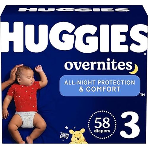 Huggies Size 3 Overnites Baby Diapers: Overnight Diapers, Size 3 (16-28 lbs), 58 Ct