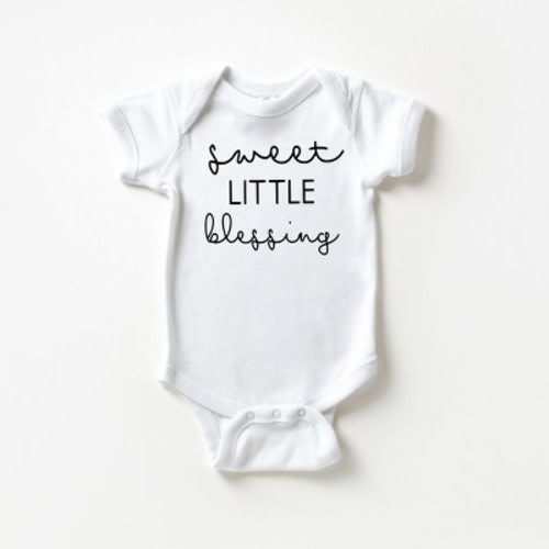 The Juniper Shop Sweet Little Blessing Baby Bodysuit - NB - White