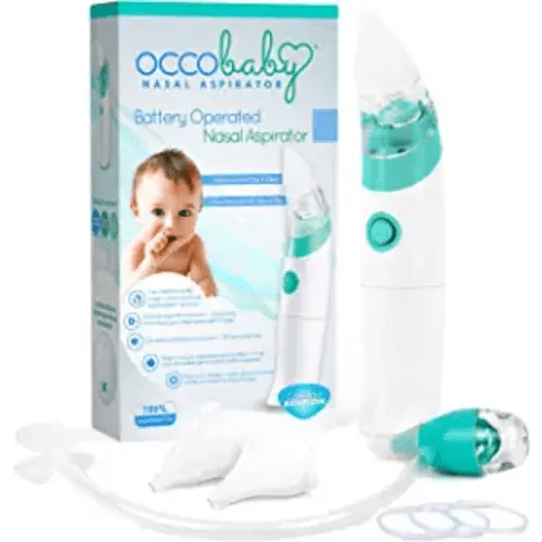 OCCObaby Baby Nasal Aspirator - 2 PK Baby Nose Suction Kit- Battery Operated Baby Nose Cleaner and Manual Baby Nose Sucker for Newborns, Infants and Toddlers - Congestion Relief for Babies