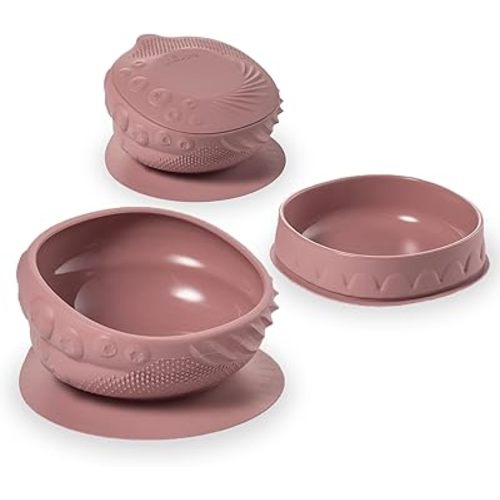 Miniware Sensory Baby Bowl - Raspberry - Silicone Bowls for baby to Combine Mealtime with Sensory Development - 100% Food Grade Silicone Baby Bowls - BPA Free, Non-Toxic Todddler Bowls