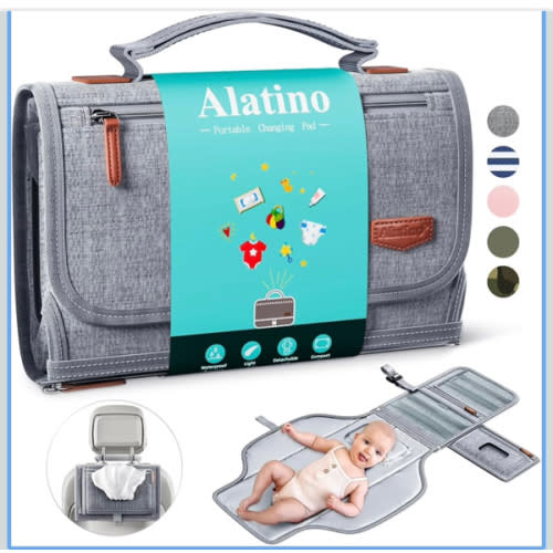 Portable Diaper Changing Pad for Baby, Detachable Travel Changing Pad with Baby Wipes Pocket, Gifts for Baby Shower, Newborn Girls and Boys (Grey)