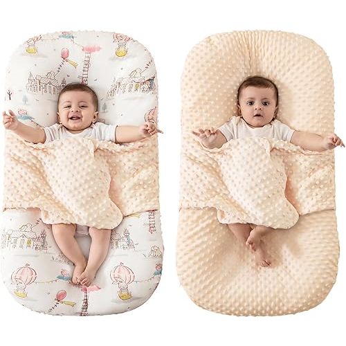 Baby Lounger - Baby Lounger for Newborn - Baby Lounger Pillow - Soft 100% Cotton - Baby Nest - Infant Lounger - Baby Pillow for Newborn - Newborn Lounger - Bassinet Mattress (Pale Pink)