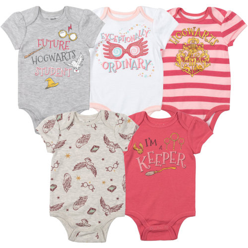 Harry Potter Newborn Baby Girls 5 Pack Bodysuits Newborn to Infant