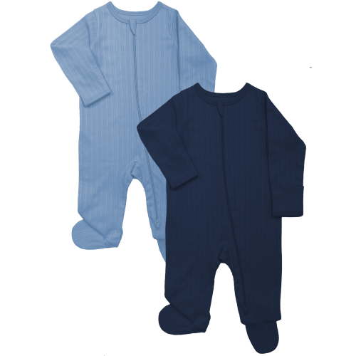 Wonder Nation Baby Gender Neutral Zip Front Footed Sleep N Play Pajamas, 2-Pack, Sizes Preemie-6/9 Months