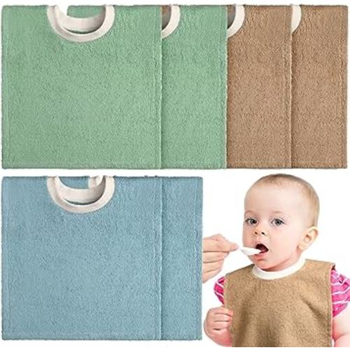 6 Pcs Pullover Baby Bibs Cotton Terry Toddler Bibs Absorbent Infant Bibs for Feeding and Drooling Towel Slip on Bib (Fresh Color)