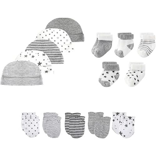 15 Pack Unisex New Born Boy Girls Hats Mittens Socks Sets Cotton Soft Infant Accessory 0-6 Months Baby Essentials