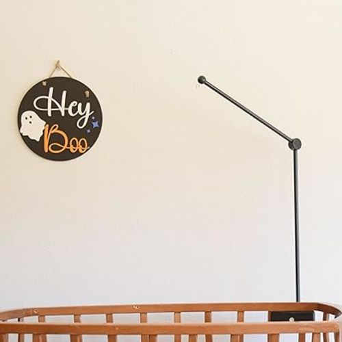 Black Wooden Crib Mobile Arm, Adjustable Mobile Holder for Crib and Desk Rotating Baby Mobile Hanger Nursery Decoration