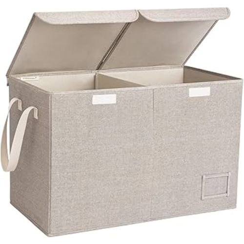 StorageWorks Toy Storage Organizer with Flip-Top Lids, Toy Bins for Living Room, Nursery Room, Playroom, Large Toy Chest for Kids, Brown and Beige, 24 ¾"L x 13" W x 16" H