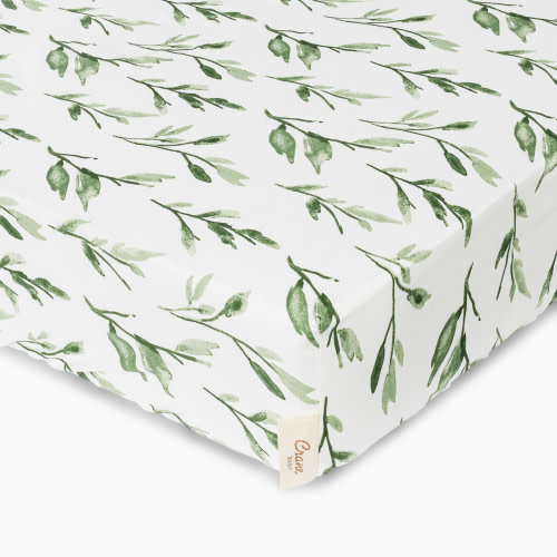 Crane Baby Cotton Sateen Crib Fitted Sheet - Parker Leaf