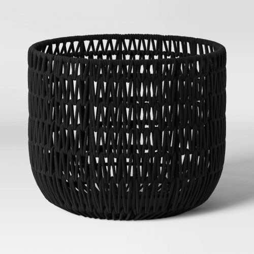 Rope Basket Black - Threshold™: Woven Polyester & Cotton, Decorative Storage Organizer, Round Shape, 16" Width
