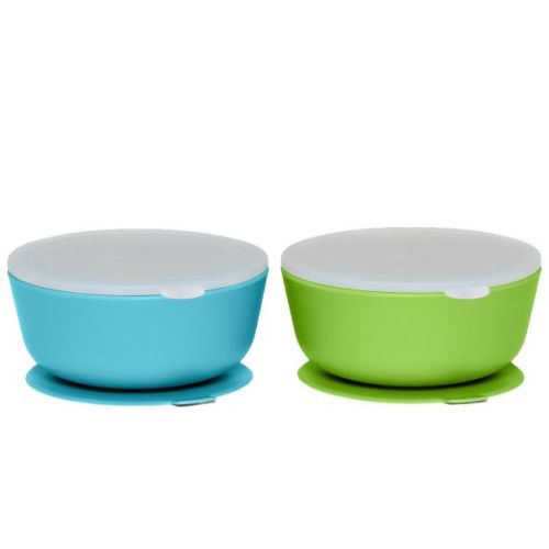 Weesprout Suction Bowls For Baby & Toddlers (set Of 2) - 100% Silicone W/plastic Lid - Leak Proof Feeding Supplies