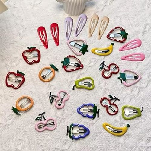 26pc Cute Fruit Snap Hair Clips for Teen Toddler Baby Girls Women Kids Hair Decor Accessories Eveyday Headwear Back School Gift (D)