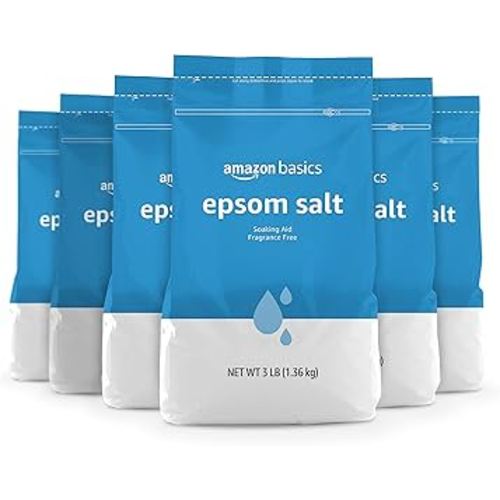 Amazon Basics Epsom Salt Soak, Magnesium Sulfate USP, 3 Pound, 6-Pack
