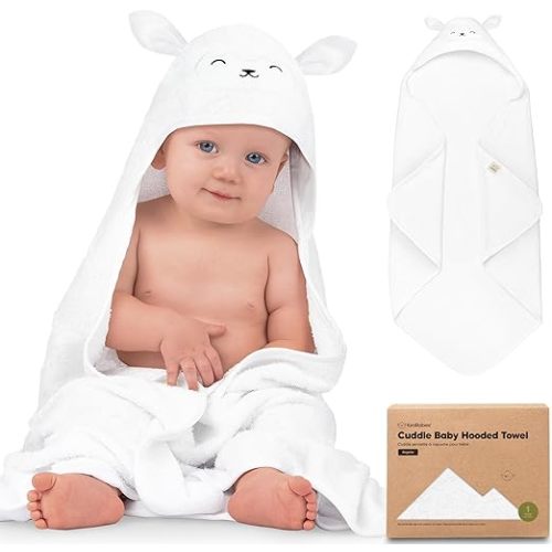 KeaBabies Baby Hooded Towel - Viscose Derived from Bamboo Baby Towel, Infant Towels, Large Hooded Towel, Organic Baby Bath Towel with Hood for Girls, Babies, Newborn Boys, Toddler(Lamb) - Regular