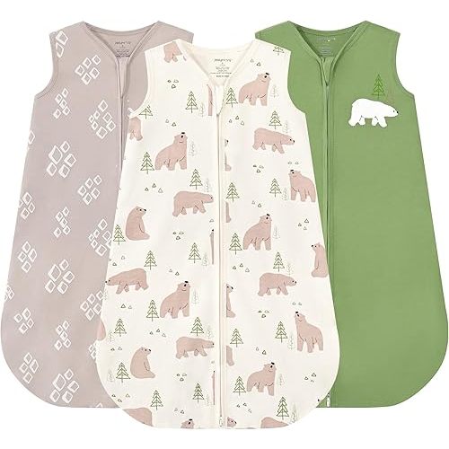 JELLYMONI Baby Sleep Sack 6-12 Months, 100% Cotton 3 Pack 0.5 TOG Baby Wearable Blanket Infant Sleep Sack with 2-Way Zipper Newborn Sleep Sacks
