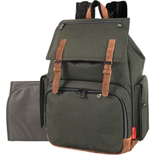 Fast Finder Hunter Green Diaper Bag Backpack with Portable Changing Pad, Stroller Straps, Pacifier Pouch, Laptop Compartment (Forest) Extra-Large