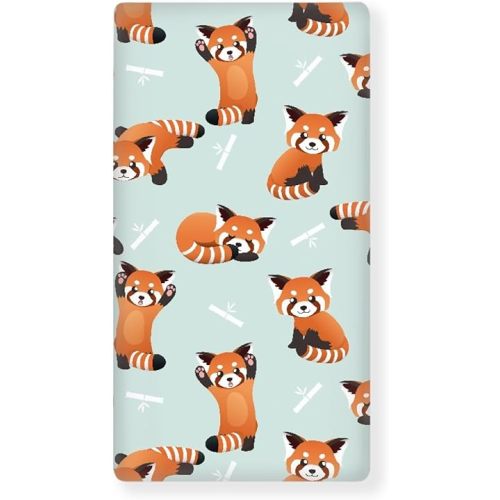 Red Little Raccoon Baby Crib Sheets Fitted Crib Sheets Kid Crib Fitted Sheets Crib Cover Single Pack 28"x52" for Boys Girls