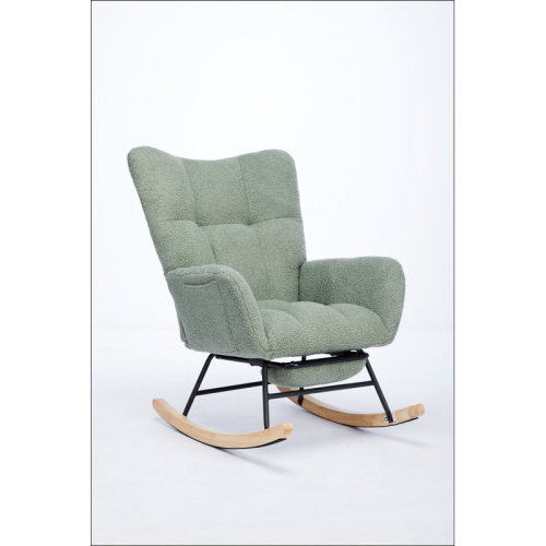 George Oliver Modern Nursery Rocking Chair, Upholstered Glider Chair with High Backrest, Rocker Accent Armchair with Solid Wood Legs for Nursery Bedroom Living Room | Wayfair