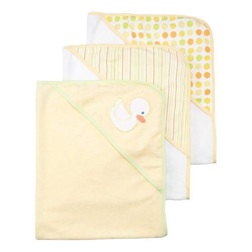 Spasilk Hooded Towel Set for Newborn Boys and Girls, Soft Terry Towel Set, Pack of 3, Yellow Duck
