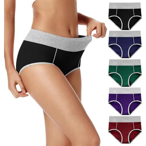 POKARLA Womens Cotton Underwear High Waist Full Coverage Briefs Soft Breathable Postpartum Panties Stretch Underpants