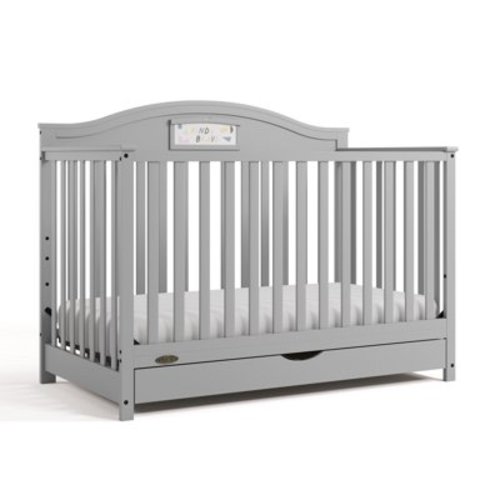 Graco Story 5-in-1 Convertible Baby Crib with Storage Drawer, Pebble Gray