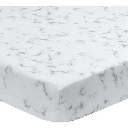 Lambs & Ivy Signature Gray/White Marble Organic Cotton Fitted Crib Sheet