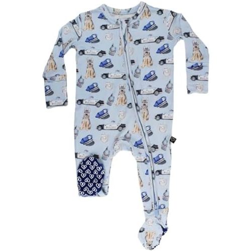 Blue Bamboo Zippered Footie, 2-Way Zip, Sustainable Footie Pajamas, Long Sleeve, Washable, Jumper Design