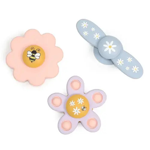 Little Rawr Silicone Suction Spinner 3-Pack Flowers | Baby Bunting AU