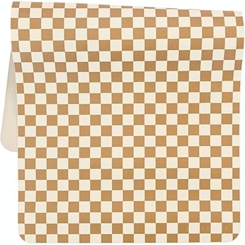 Ava + Oliver Vegan Leather Baby Changing Mat (16 X 30 in) - Multipurpose Wipeable and Portable Diaper Changing Pad - Foldable for Travel (Mocha Checker)