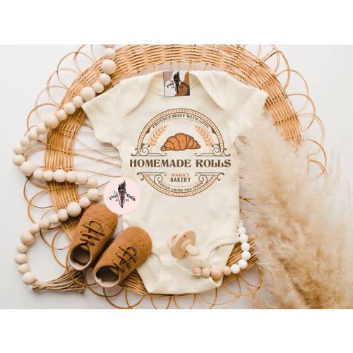 Baby rolls Bodysuit, funny rolls retro cute baby shirt, funny baby rolls bakery thanksgiving shirt, fresh rolls baby shirt