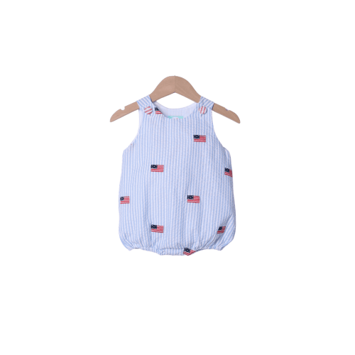 Embroidered Flag Seersucker Bubble