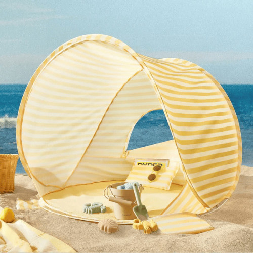 Tiny Land One-Stop Beach Toy & Tent Set - Pastel Yellow Stripes