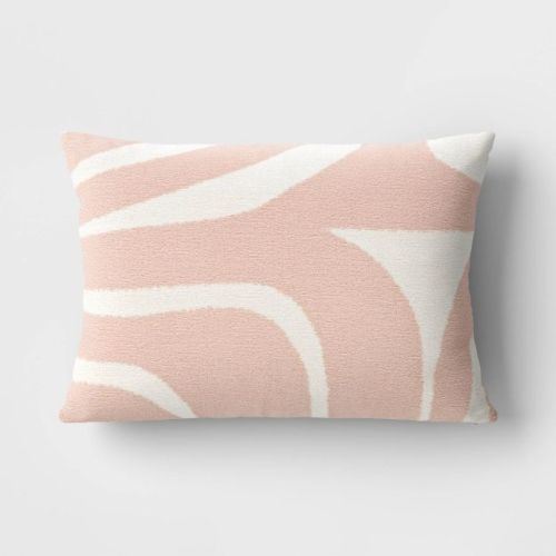 Linework Jacquard Lumbar Throw Pillow Blush/ivory - Threshold™: Geo Print, Indoor Polyester Fill, Zippered