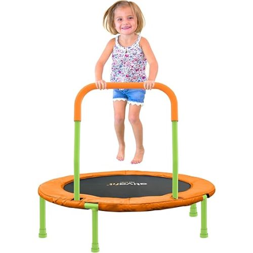 Ativafit 36inch Mini Toddler Trampoline for Kids Ages 2-6 Indoor Outdoor Folding Small Rebounder Trampoline with Foam Handle Safety Padded Cover Fun for Kids