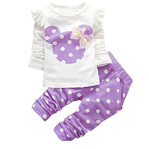 MH-Lucky Baby Girl Clothes Infant Outfits Set 2 Pieces Long Sleeved Tops + Pants
