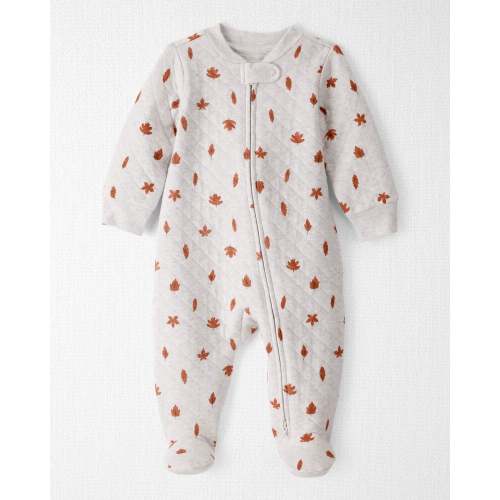 Autumn Leaves Baby Quilted Sleep & Play Pajamas Made with Organic Cotton in Leaves Print
