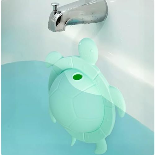 Turtle Bathtub Overflow Drain Cover – Universal Fit Tub Overflow Drain Cover, Drain Stopper Prevents Water Loss for Deeper Soaking - Drains in Aqua Lagoon