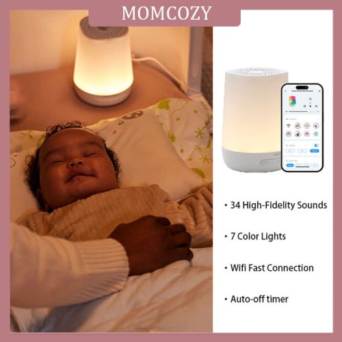 Momcozy White Noise Machine for Baby Sleeping with Night Light Toddler Sleep Trainer with 34 Soothing Sounds App Remote Control Personal Sleep Routine
