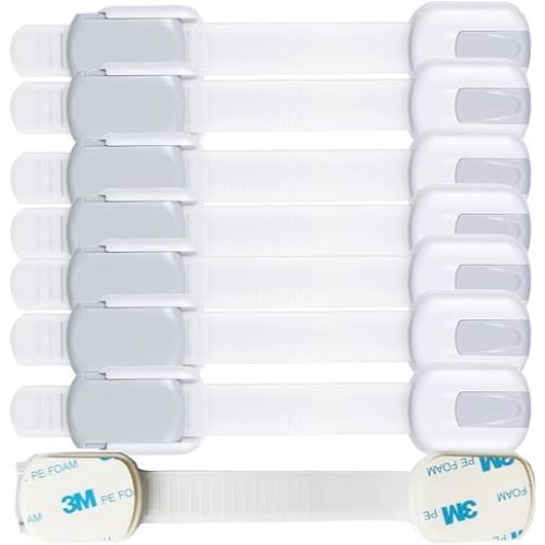Child Proof Baby Safety Locks For Cabinet Locks Extra 3M Adhesive No Screws For Drawers Cupboard Doors (8Pack child safety cabinet locks)