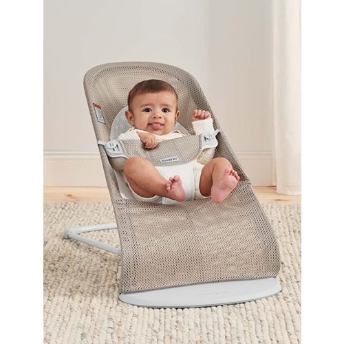 BabyBjörn Bouncer Balance Soft, Light Grey Frame, Mesh, Gray Beige/White (005144US)
