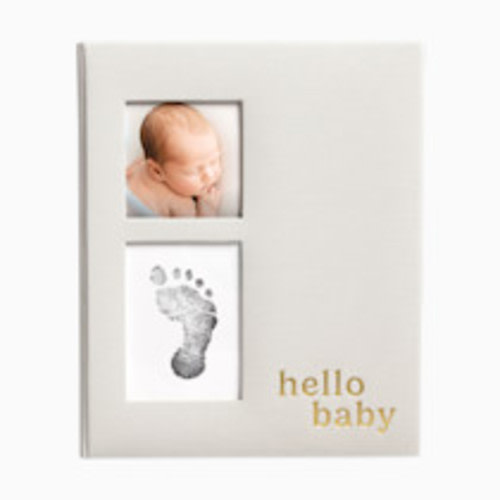 Pearhead Hello Baby Gray Linen Baby Book