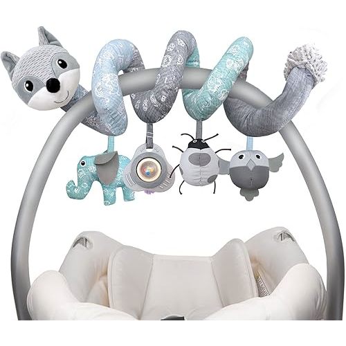 Car Seat Toys Newborn Toys Stroller Toys, Baby Toys 0-3 Months Infant Toys 0-6 Months, Baby Sprial Toys for Carseat Stroller Crib with Music Rattle, Baby Toys for 0 3 6 9 12 Boys Girls Enfants