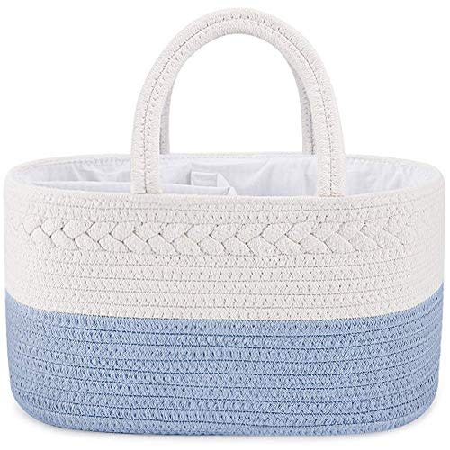 ABenkle Diaper Caddy Organizer - Cotton Rope Nursery Storage Basket for Baby Essentials, Boys & Girls Shower Gift, Changing Table Organizer