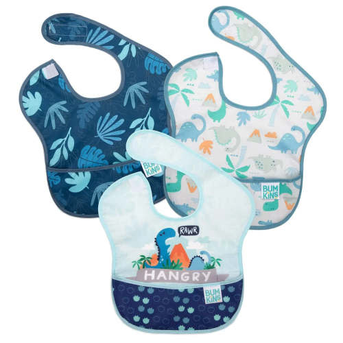 Bumkins SuperBib® 3 Pk: Hangry, Dinosaurs, Blue Tropics