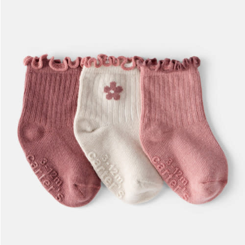 Baby 3-Pack Flowers Socks - Pink/White - Carter's | Carter's 3-12M